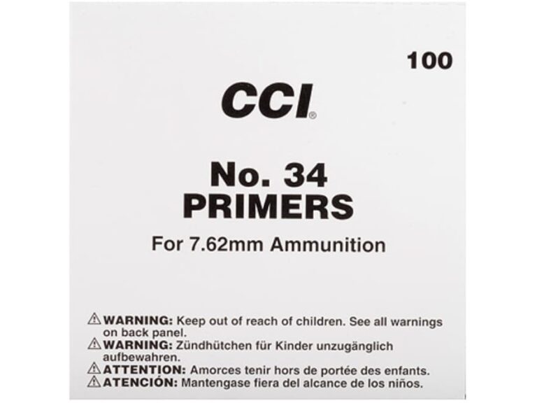 cci no 34 primers for sale,CCI Large Rifle 7.62mm NATO-Spec Military Primers #34 Box of 1000 (10 Trays of 100)